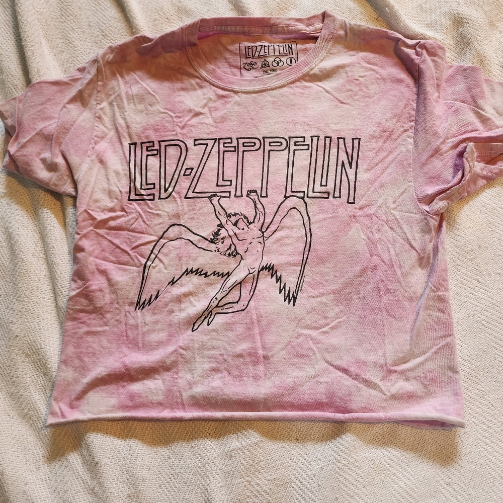 Led Zeppelin concert tee, small, pink tyedye